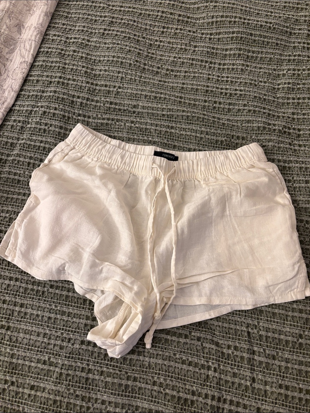 Forever 21 Off-White Drawstring Casual Shorts